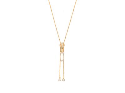Slide De Collar 23 X 5mm, Diamantes En Bruto 0,29 Ct, 42cm, Oro De 18 Quilates