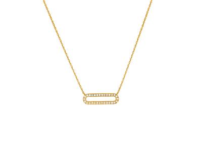 Collarn Con Diseño Rectangular 16 X 5mm, Diamantes 0,15 Ct, 40-42cm, Oro Amarillo De 18 K