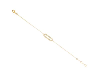 Pulsera Con Motivo Rectangular 16 X5mm, Diamantes 0,15 Ct, 16-17-18 Cm, Oro Amarillo De 18 K