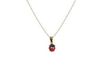 Collar Con Motivo De Mariquita De Resina Roja En Cadena, 38+2 Cm, Oro Amarillo De 18 Kt - Imagen Estandar - 1
