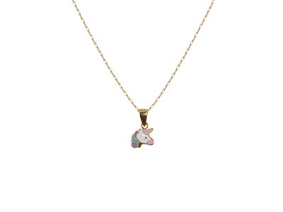 Collar Con Motivo De Unicornio De Resina En Cadena, 38+2 Cm, Oro Amarillo De 18 Kt - Imagen Estandar - 1