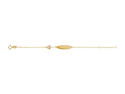 Identidad Del Beb{ Con Motivo De Mariposa De Resina Rosa Y Blanca, Placa Ovalada En Cadena, 12+2 Cm, Oro - Imagen Estandar - 1