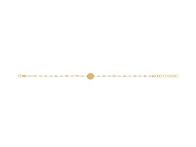 Pulsera Placa Redonda 10 mm, Bolas De Esmalte Blanco Con Cadena, 17+3 cm, Oro Amarillo De 18 K - Imagen Estandar - 1