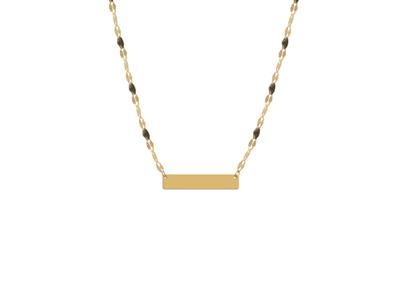 Collar Con Colgante Rectangular De 5 X 25 mm Y Perlas De Esmalte Negroen Cadena, 42+3 cm, Oro Amarillo D 18 Kt - Imagen Estandar - 1