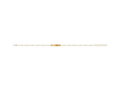Pulsera Con Placa Rectangular 5 X 24 mm, Bolas De Esmalte Blanco En Cadena, 17+3 cm, Oro Amarillo De 18 Ko 18 Kt - Imagen Estandar - 1