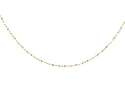 Collar Con Cuentas De Esmalte Blanco En Cadena De Eslabones, 42+3 Cm, Oro Amarillo De 18 Quilates - Imagen Estandar - 1