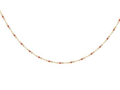 Collar Con Cuentas De Esmalte Rojo En Cadena, 42+3 Cm, Oro Amarillo De18 Quilates - Imagen Estandar - 1