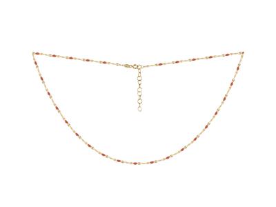 Collar Con Cuentas De Esmalte Rojo En Cadena, 42+3 Cm, Oro Amarillo De18 Quilates - Imagen Estandar - 2