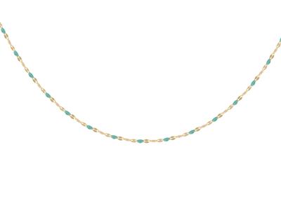 Collar Con Bolas De Esmalte Turquesa Sobre Cadena Extra, 423cm, Oro Amarillo De 18 Quilates