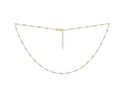 Collar Con Bolas De Esmalte Turquesa Sobre Cadena Extra, 42+3 cm, Oro Amarillo De 18 Quilates - Imagen Estandar - 2