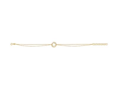 Pulsera Con Diseño De Trbol Caladosobre Crculo De Nácar, 173cm, O Ro Amarillo De 18 Quilates