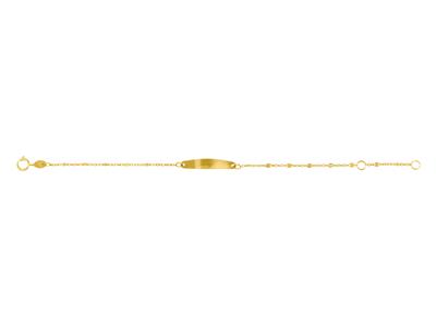 Identidad Beb Malla Esclava Alternada Grabada 13, Placa Oval, 12-14 Cm, Oro Amarillo 18 Kt