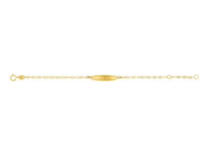 Identidad Beb Malla Forat Redondacincelada, Placa Oval Y Bordes Dia Mantados, 12-14 Cm, Oro Amarillo 18