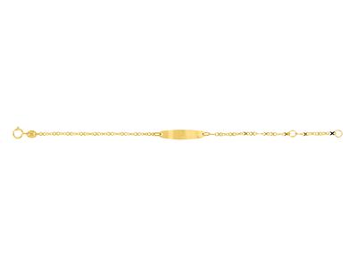 Identidad Beb{ Malla Ocho, Placa Oval, 12-14 Cm, Oro Amarillo 18 Kt - Imagen Estandar - 1