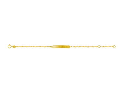 Baby Chain Ocho, Placa Rectangular Con Borde De Diamante, 12-14 Cm, Oro Amarillo 18 Kt