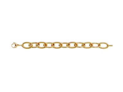 Pulsera Malla Ovalada Alternada Lisa Y Picada 24 X 14,70 Mm, 21 Cm, Oro Amarillo 18 Kt - Imagen Estandar - 1