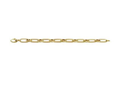 Pulsera De Malla Alternada 1/1, Rectangulo Liso Y Ovalo Satinado, Tubo Hueco, 21 Cm, Oro Amarillo 18 Kt - Imagen Estandar - 1