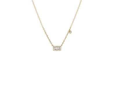 Collar Rectangulo, 4 X 7 Mm, Diamantes Redondos Y Baguette 0,16ct, 40-42,5-45 Cm, Oro Amarillo 18 Kt