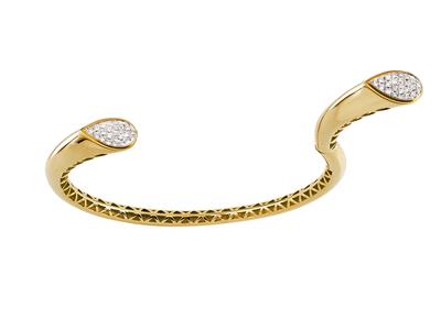 Pulsera Jonc, Bordes Biselados, Diamantes 0,35ct, 57 X 46 Mm, Oro Amarillo 18 Kt - Imagen Estandar - 2