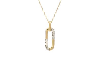 Collar Rectangulo, Altura 22 Mm, Diamantes 0,13ct, 40-42 Cm, Oro Amarillo 18 Kt