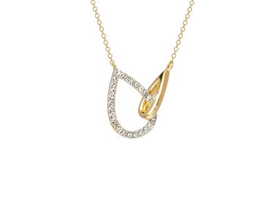 Collar, Gotas Entrelazadas, Diamantes 0,07ct, 40-42 Cm, Oro Amarillo 18 Kt