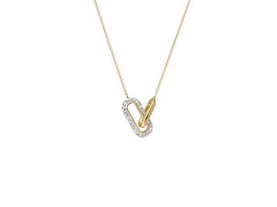 Collar, Rectangulos Entrelazados, Diamantes 0,07ct, 40-42 Cm, Oro Amarillo 18 Kt