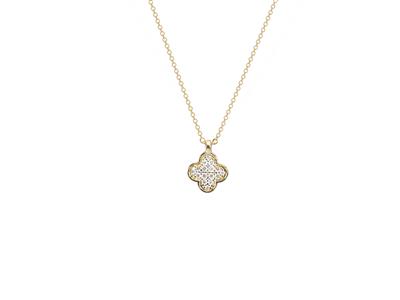Collar Motivo Trébol, 6 Mm, Diamantes 0,06ct, 40-42-45 Cm, Oro Amarillo 18 Kt