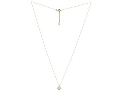 Collar Motivo Trébol, 6 Mm, Diamantes 0,06ct, 40-42-45 Cm, Oro Amarillo 18 Kt - Imagen Estandar - 2