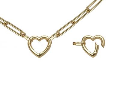 Malla Rectangulo 4,50 X 13,50 Mm, Tubo Hueco, Broche Corazon, 45 Cm, Oro Amarillo 18 Kt - Imagen Estandar - 2