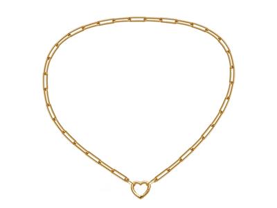 Malla Rectangulo 4,50 X 13,50 Mm, Tubo Hueco, Broche Corazon, 45 Cm, Oro Amarillo 18 Kt - Imagen Estandar - 3