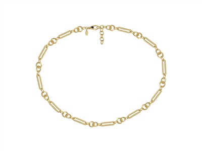 Collar Eslabones Redondo Y Ovalado 9 Mm, 423 Cm, Oro Amarillo 18 Kt