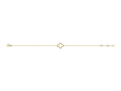 Pulsera Motivo Trbol Calado 10 X 11 Mm, Diamantes 0,08 Ct, 16-17-18 Cm, Oro Amarillo 18 Kt