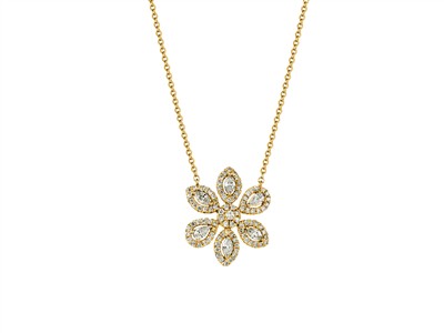 Collar Flora 6 Ptalos 16 Mm, Diamantes 0,48 Ct, 423 Cm, Oro Amarillo18 Kt