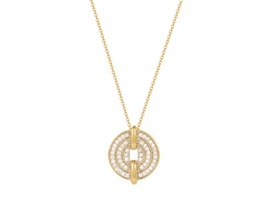Collar Disco 14 Mm, Diamantes 0,25 Ct, 4042 Cm, Oro Amarillo 18 Kt