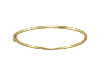 Brazalete Rgido Estriado Hueco Tubo Cuadrado 2 Mm, Diámetro Interior 60 X 55 Mm, Oro Amarillo 18 Kt