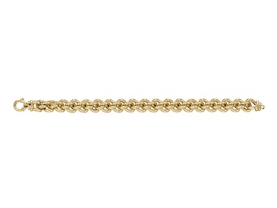 Pulsera Doble Barbada Hueca 10 Mm, 20 Cm, Oro Amarillo 18 Kt - Imagen Estandar - 1