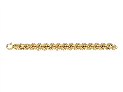 Pulsera Doble Barbada Hueca 14 Mm, 20 Cm, Oro Amarillo 18 Kt - Imagen Estandar - 1