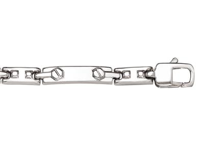Pulsera Placas Finas Y Tornillos Huecos 5 Mm, 17,50 Cm, Oro Blanco 18k - Imagen Estandar - 2