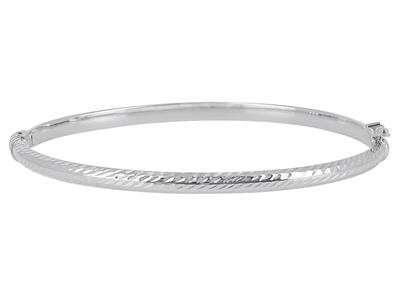 Brazalete Jonc De Tubo Cuadrado Cincelado De 4 mm, 55 X 65 mm, Oro Blanco De 18 K - Imagen Estandar - 1