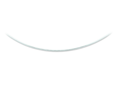 Collar Redondo Omega 2 mm, Extremosdesenroscables, 42 cm, Oro Blanco De 18 Quilates Rodiado - Imagen Estandar - 1