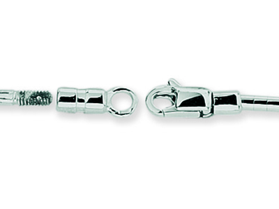 Collar Redondo Omega 2 mm, Extremosdesenroscables, 42 cm, Oro Blanco De 18 Quilates Rodiado - Imagen Estandar - 3