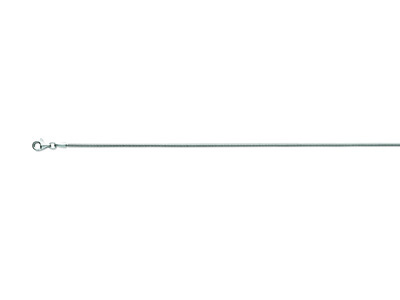 Cadena De Malla Serpentina 1,40mm,45cm, Oro Blanco De 18 K Rodiado