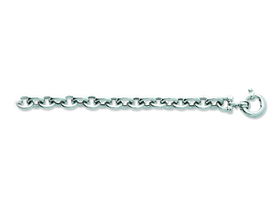 Pulsera Forat Redonda Hueca 9,70mm, 19,50cm, Oro Blanco De 18 Quilates Rodiado