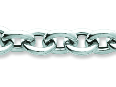 Pulsera For\at Redonda Hueca 9,70 mm, 19,50 cm, Oro Blanco De 18 Quilates Rodiado - Imagen Estandar - 2