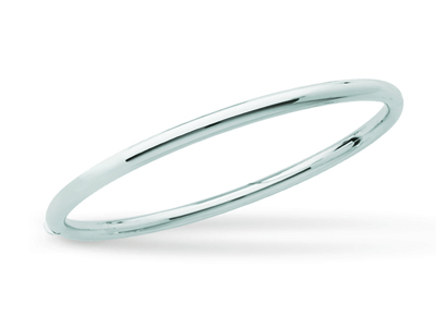 Brazalete Tipo Esclava Con Apertura, Hilo Redondo De 4 mm, Forma Ovalada De 58 mm, Oro Blanco De 18 Quila - Imagen Estandar - 1