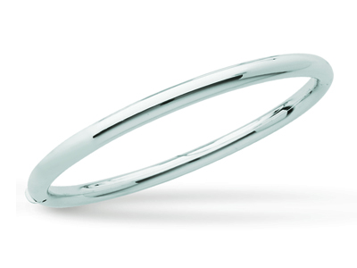 Brazalete Tipo Esclava Con Apertura, Alambre Redondo De 5 mm, Forma Ovalada De 63 mm, Oro Blanco De 18 K - Imagen Estandar - 1