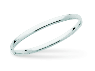 Brazalete Con Apertura, Alambre Ovalado De 5 mm, Forma Ovalada De 58 mm, Oro Blanco Rodiado De 18 Quilate - Imagen Estandar - 1