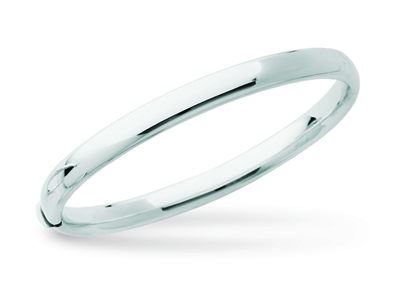 Brazalete Tipo Esclava Con Apertura, Alambre Ovalado De 6 mm, Forma Ovalada De 63 mm, Oro Blanco Rodiado - Imagen Estandar - 1