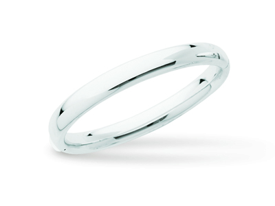 Brazalete Tipo Bangle Abierto, Alambre Ovalado De 8 mm, Forma Ovalada De 63 mm, Oro Blanco Rodiado De 18 - Imagen Estandar - 1