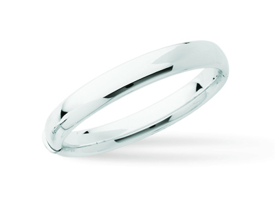 Brazalete Tipo Bangle Abierto, Alambre Ovalado De 10 mm, Forma Ovaladade 63 mm, Oro Blanco Rodiado De 18 - Imagen Estandar - 1